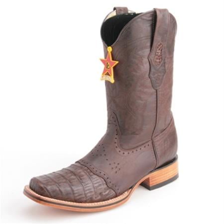 Los Altos Boots Brown Wide Toe Boots Genuine Crocodile Skin