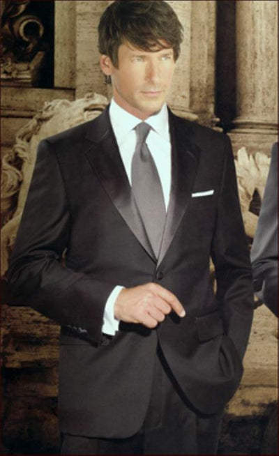 Men's One Button Super 150's Tuxedo Black Authentic Tiglio Brand - High End Suits - High Quality Suits