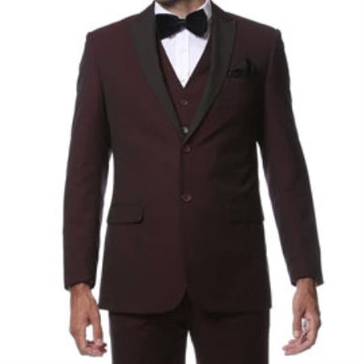 Men's Trimmed Peak Lapel Burgundy ~ Wine ~ Maroon Suit Burgundy Tuxedo