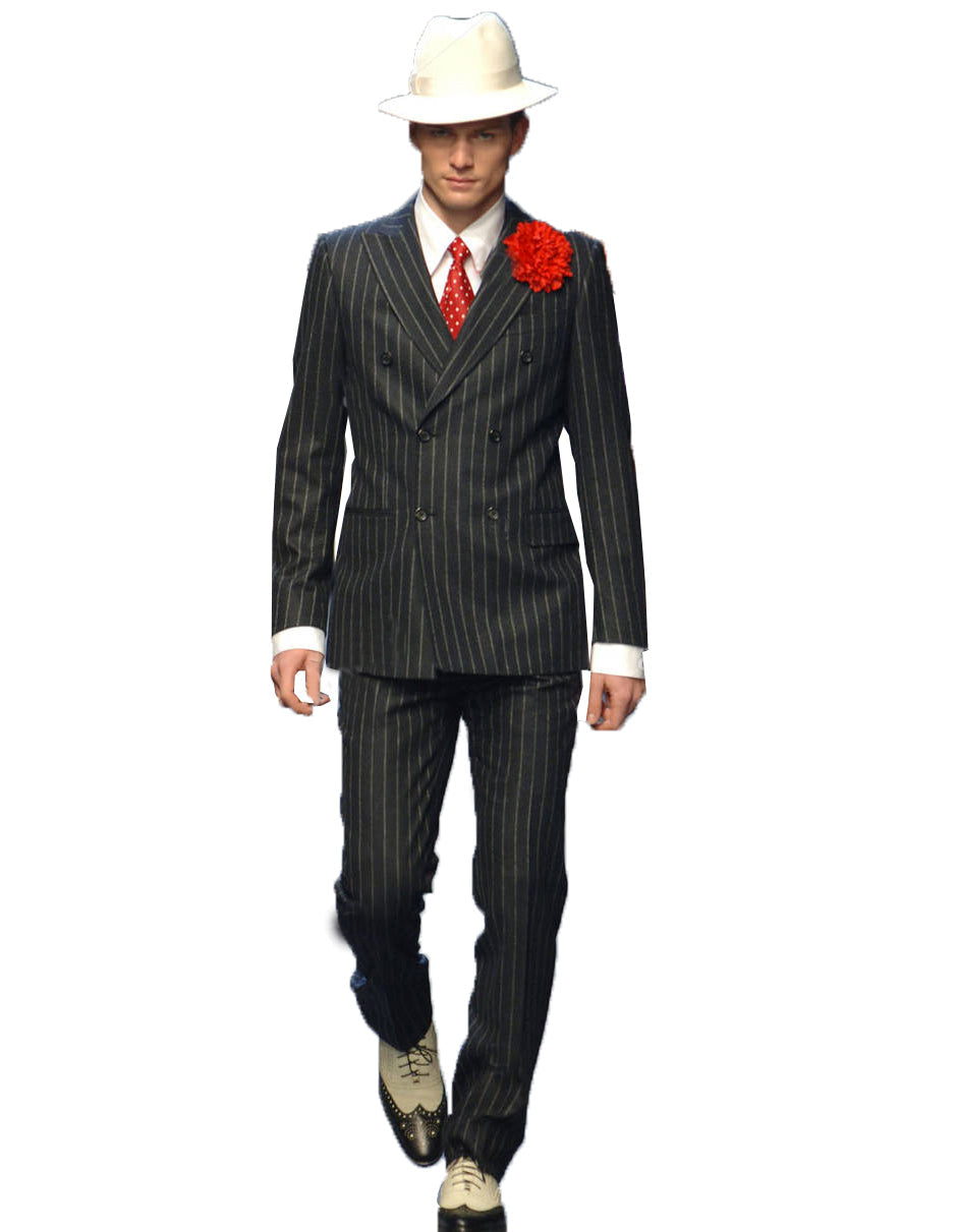 Double Breasted 6-Button Gangster Suit Black