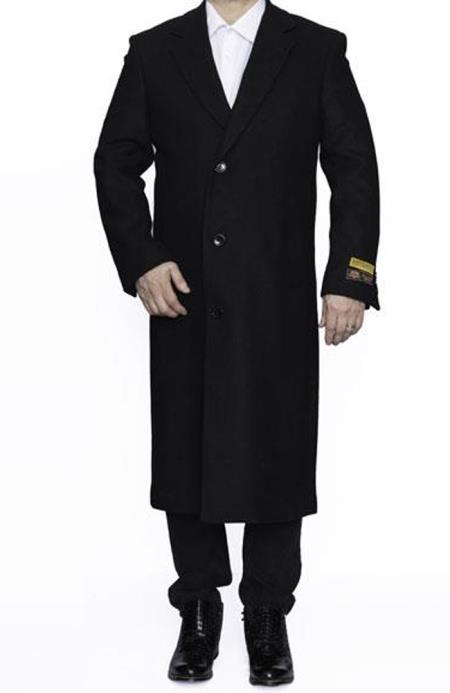 Men's Dress Coat Full Length Wool Dress Top Coat / Overcoat in Black Winter Men's Topcoat Sale
