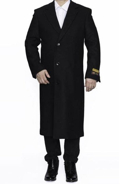 Men's Dress Coat Full Length Wool Dress Top Coat / Overcoat in Black Winter Men's Topcoat Sale