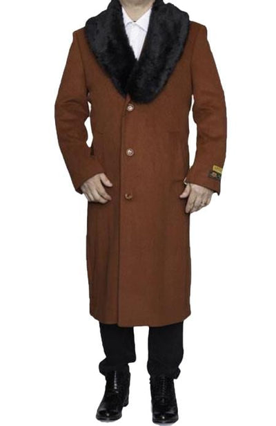 Mens Overcoat Mens Rust 3 Button Dress Coat now on Sale