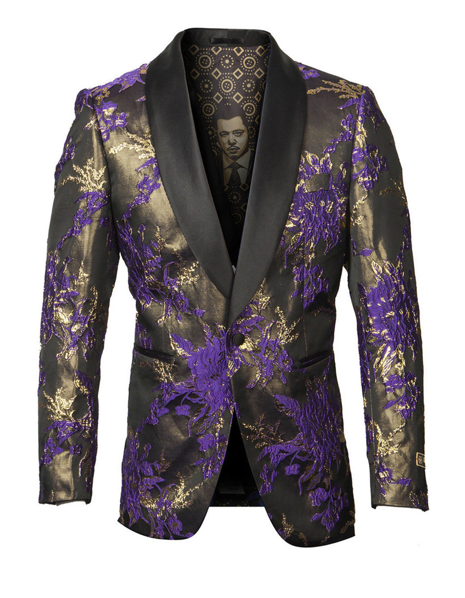 Empire Shawl Blazer Purple & Gold