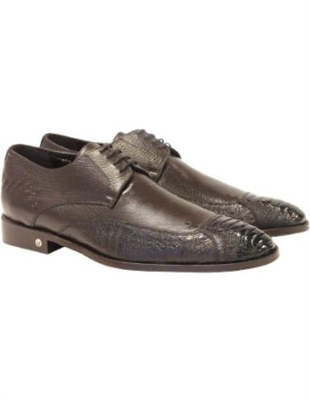 Brown Dress Shoe Mens Handmade Faded BrownVestigium Genuine Ostrich Leg Derby Shoes Mens Ostrich Skin Shoes