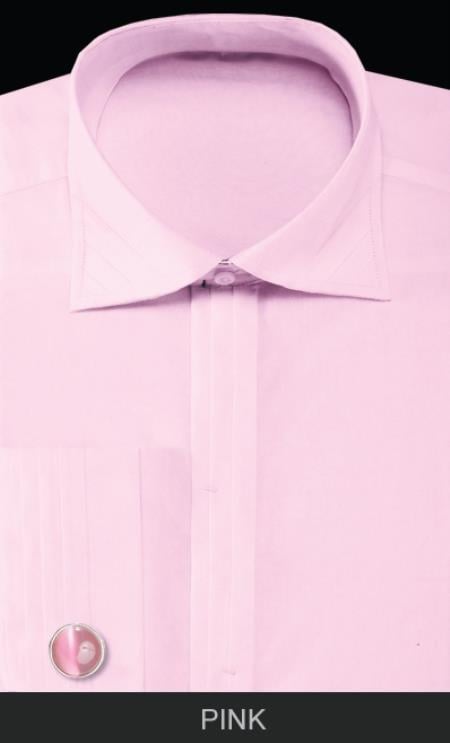 men's pink dress shirt with french cuffs Pink Dress Shirt With White Collar and Cuff 18.5/35 / Pink/White