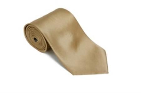 Gold 100% Silk Solid Necktie With Handkerchief Buy 10 of same color Tie For $25 Each-Men's Neck Ties - Mens Dress Tie - Trendy Mens Ties