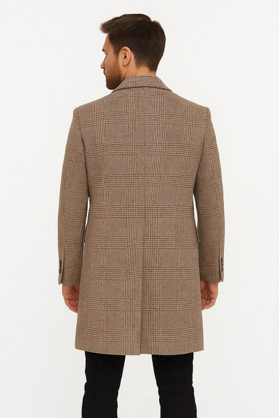 Glen Plaid Double-Breasted Wool Overcoat