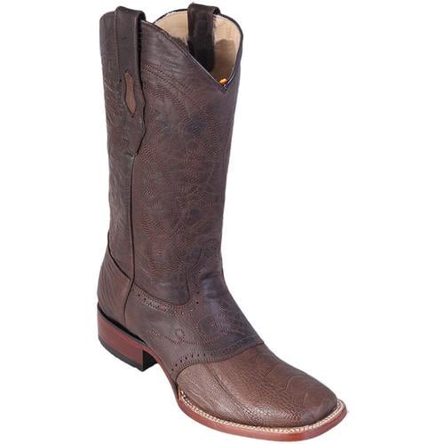 Men's Greasy Brown Los Altos Boots Wide Square Toe Ostrich Leg W/ Saddle Vamp Dress Cowboy Boot Cheap Priced For Sale Online - Botas De Avestruz