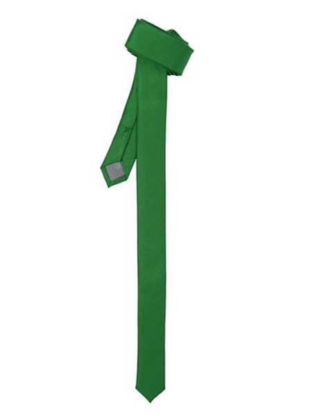 Shiny Fashionable Super Skinny Fully Lined Slim NeckTie Green-Men's Neck Ties - Mens Dress Tie - Trendy Mens Ties