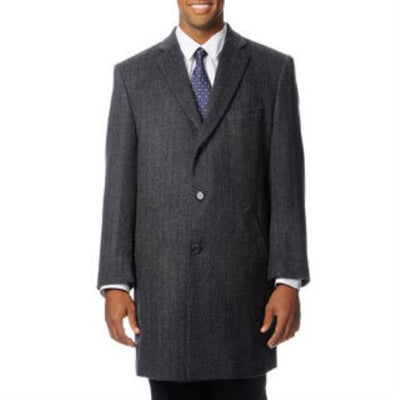 Men's Dress Coat 'Ram' Grey Blend Herringbone Men's Car coat Overcoat ~ Long Men's Dress Topcoat - Winter coat Tweed houndstooth checkered Pattern