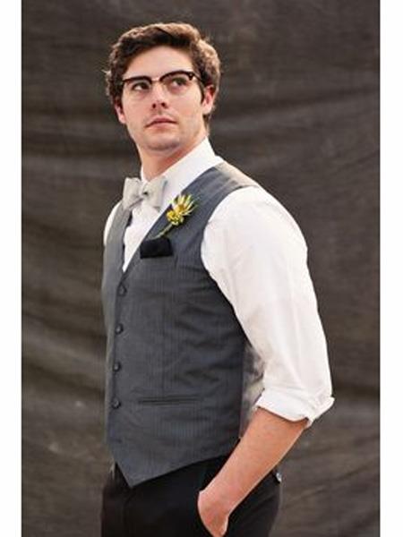 Men's Matching Grey ~ Gray Dress Tuxedo Wedding Men's Vest ~ Waistcoat ~ Waist coat Black Pants Set