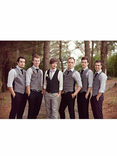 Men's Matching Grey ~ Gray Dress Tuxedo Wedding Men's Vest ~ Waistcoat ~ Waist coat Black Pants Set
