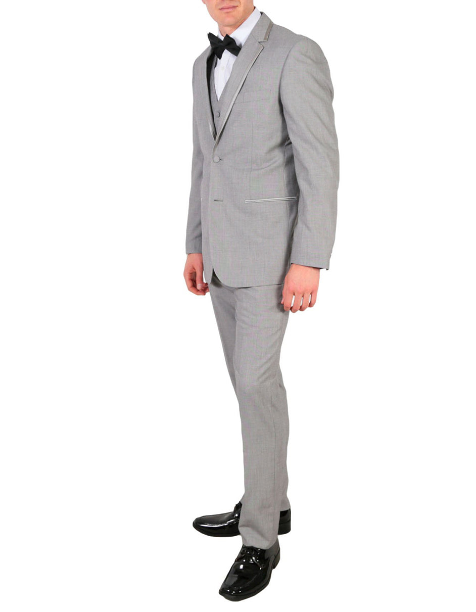 Grey Satin Trim 2 Button Tuxedo for Men