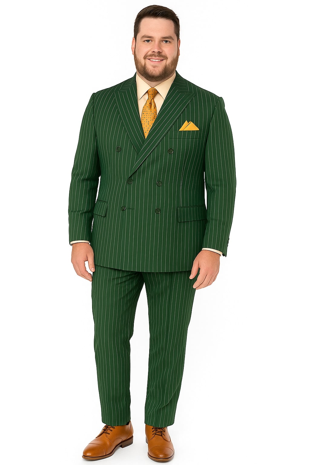 Hunter Green 1920s Pinstripe Double-Breasted Suit