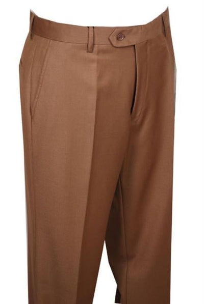 Men's Dress Pants Camel ~ Khaki ~ Tan without pleat flat front - Cheap Priced Dress Slacks For Men On Sale