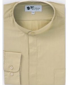 Band Collarless Khaki Men's Dress Shirt