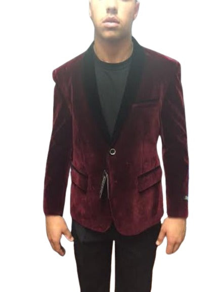 Black and Burgundy ~ Wine ~ Maroon Blazer - Sport Coat Velvet Shawl Collar Men's blazer Sportcoat Fashion Tuxedo For Men Burgundy Tuxedo