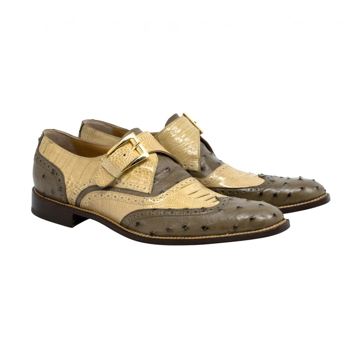 Mauri Ostrich Wingtip Monk Strap Dress Shoe