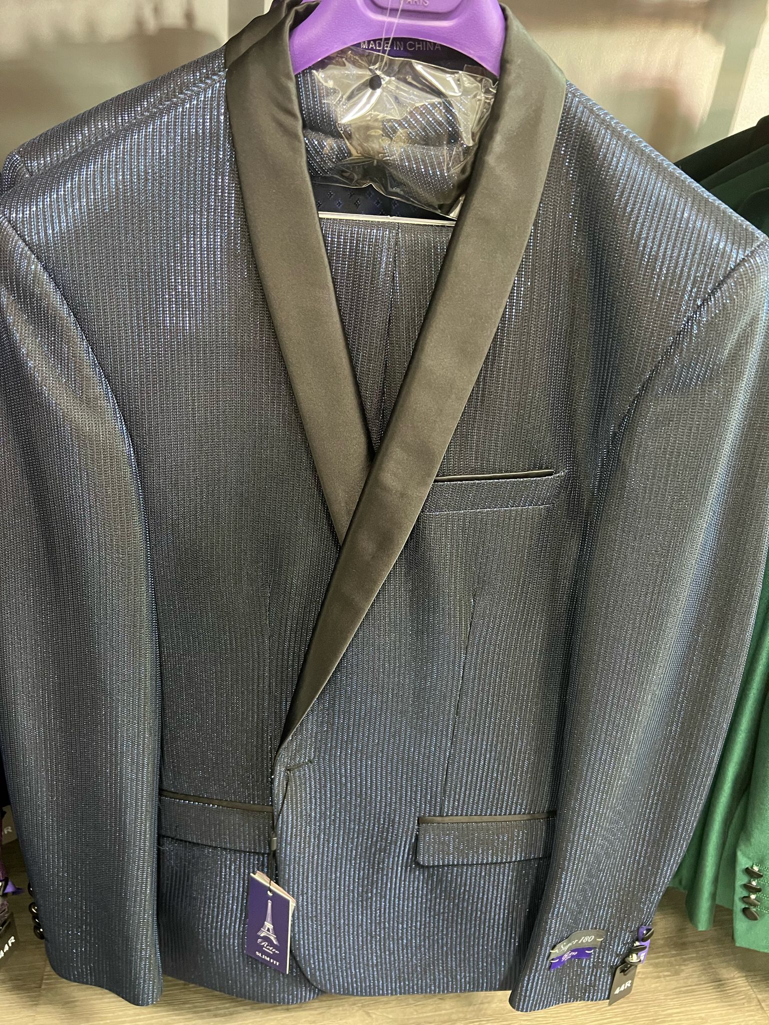 Midnight Blue Stripe Tuxedo Jacket with Shawl Lapel