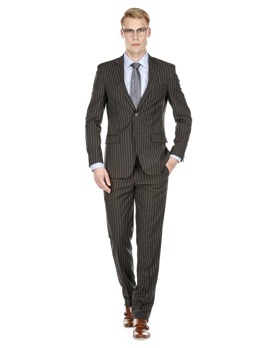 Modern Fit Black Pinstripe Gangster Suit