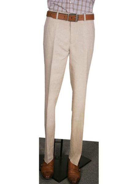 Men's Modern Fit Wide Leg Pleated Pant Natural Men's Wide Leg Trousers
