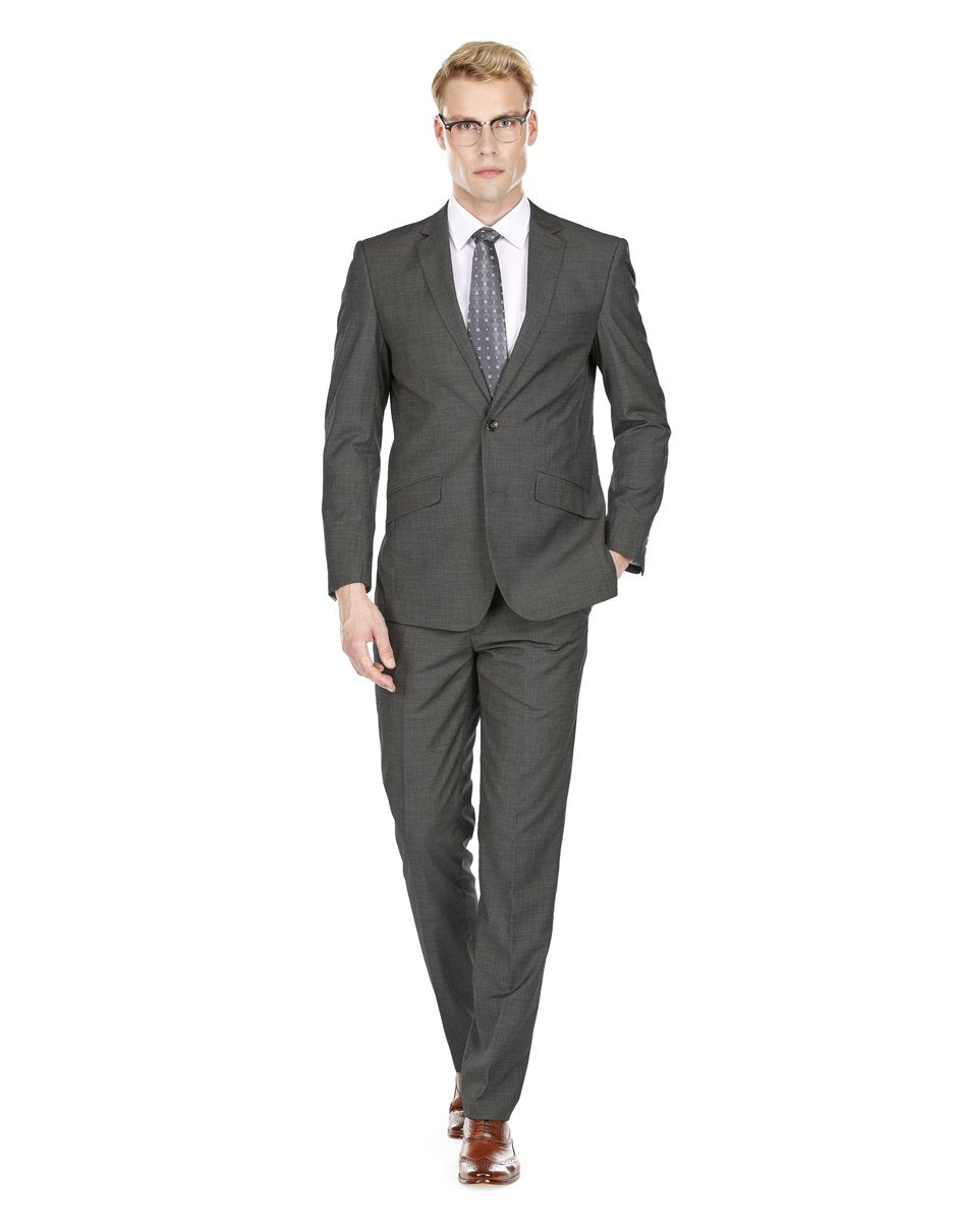 Mens Modern Fit Charcoal Suit by Braveman