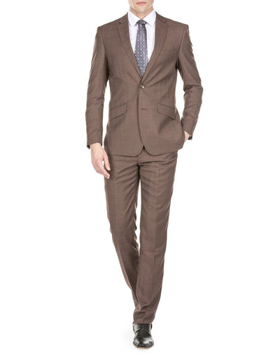Modern Fit Light Brown Textured Suit for Men