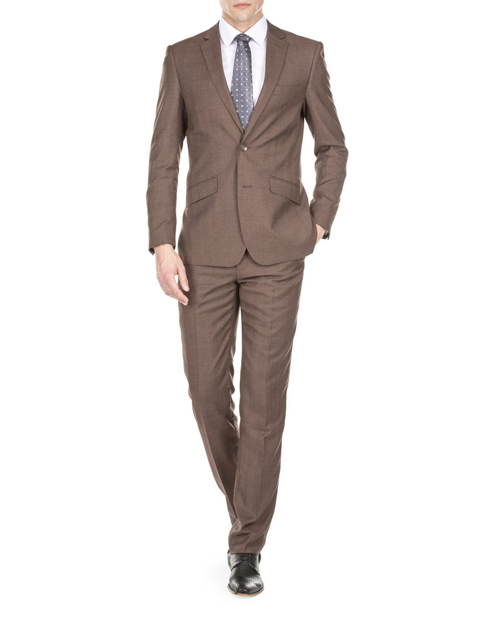 Modern Fit Light Brown Textured Suit for Men