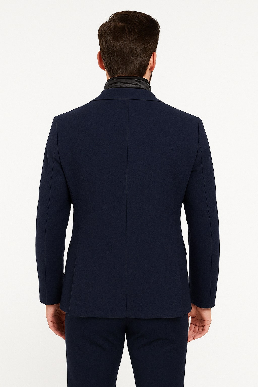 Navy Cashmere Wool Blazer with Quilted Inner Layer