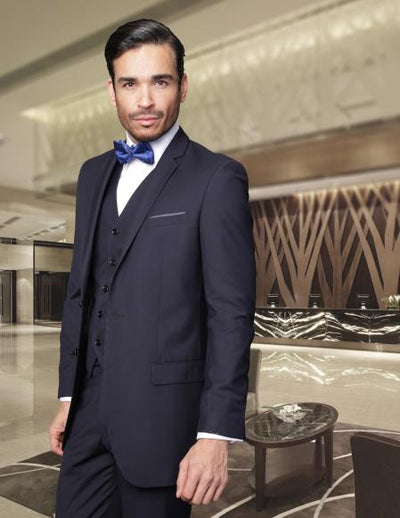 Men's Slim low-rise trousers Dark Navy Suit - Dark Blue Suit Color - Three Piece Suit