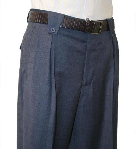 Leonardo Velenti Brand Men's Navy Wide Leg Pants unhemmed unfinished bottom
