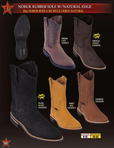 Los Altos Boots Men's Nobuk Rubber Sole W/ Natural Edge Cowboy Western Work Dress Cowboy Boot Cheap Priced For Sale Online ~ Botines Para Hombre