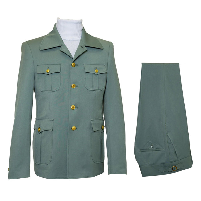Olive Green Safari Suit Set with Utility Jacket