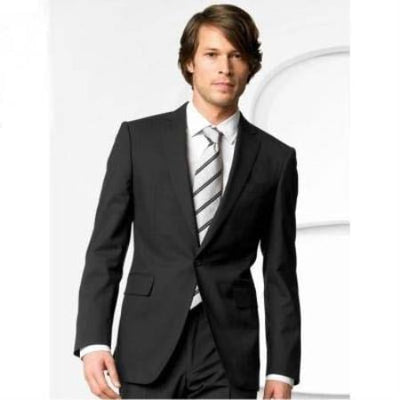 Men's Stylish One Button Black Suit - Single Button Suit