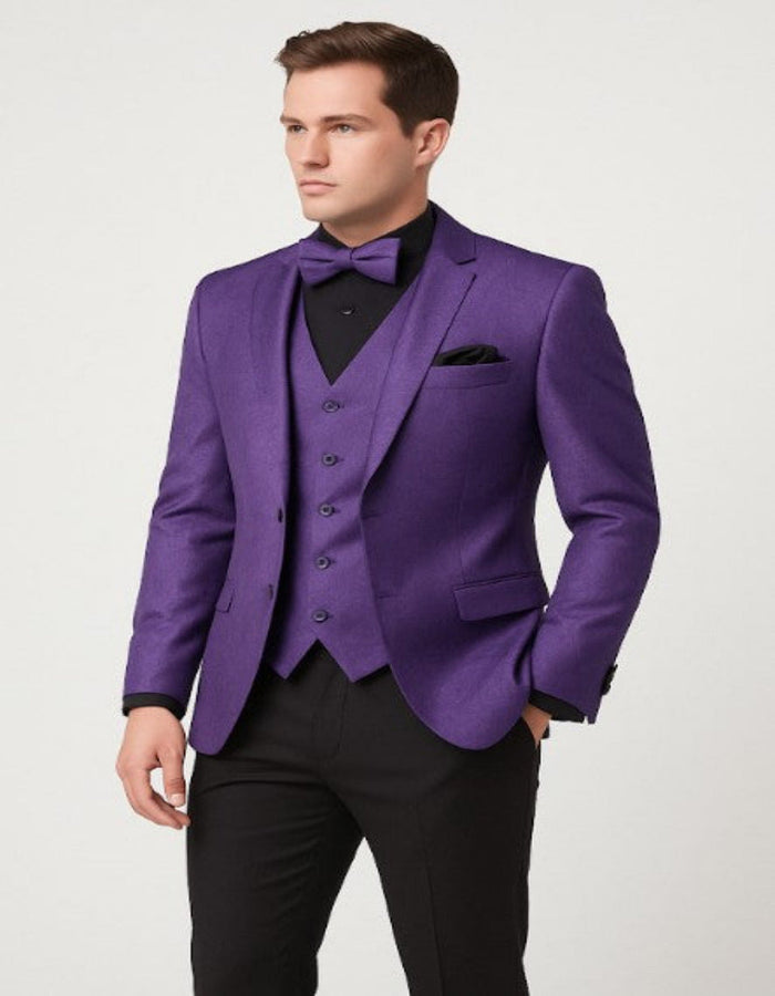 Purple Paisley Slim Tuxedo 3-Piece Suit
