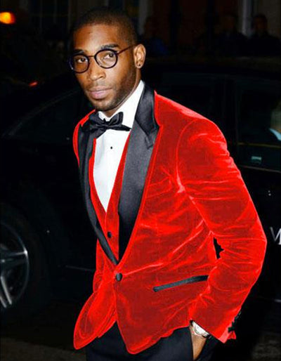 Red Velvet Tuxedo Jacket for Men