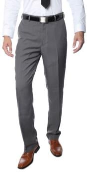 Men's Premium Three Buttons Regular Fit Flat Front Dress Pants Grey