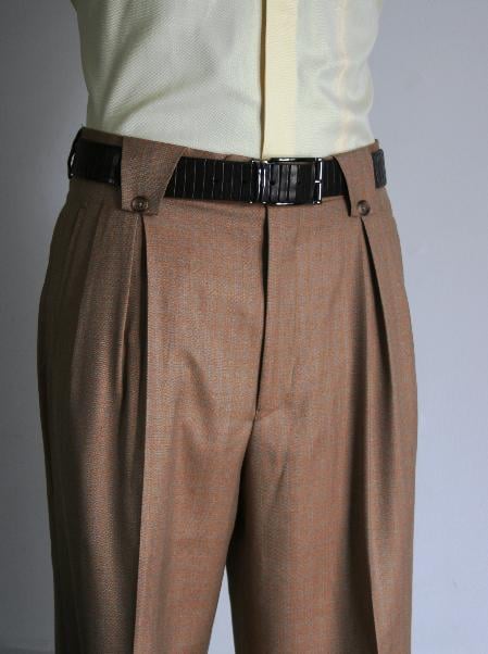 Leonardo Velenti Brand Men's Wide Leg Rust Pants unhemmed unfinished bottom