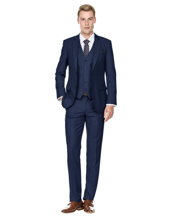 Savvy Slim Three-Piece Navy Suit by Mensitaly