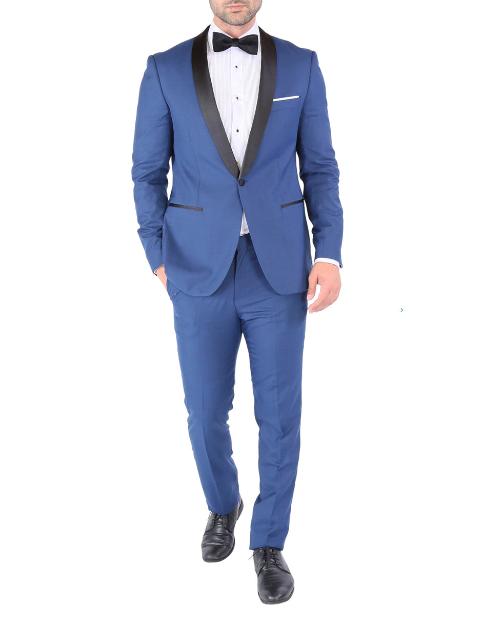 Men's Indigo Skinny Fit Shawl Tuxedo