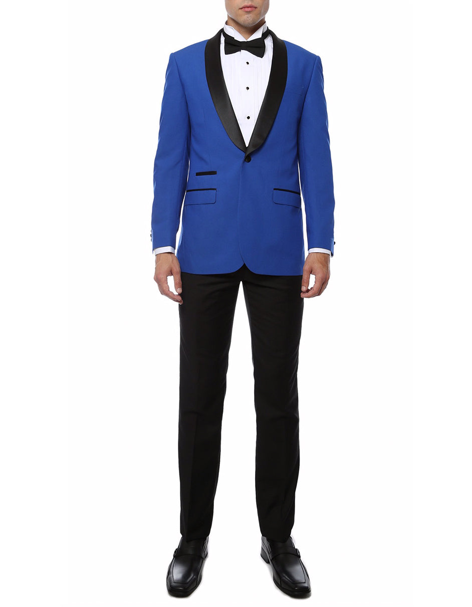 Royal Blue Slim Fit Shawl Tuxedo for Men
