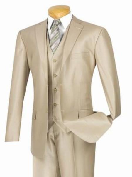 Champagne Suit Modern Gloss Shiny Sharkskin MetallicSuit champagne