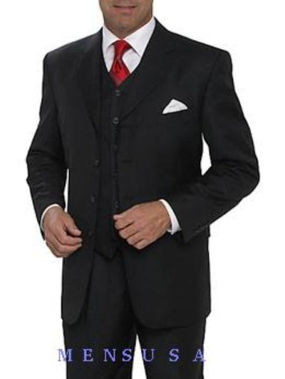 High Fashion Black Available in 3 Button Style Jacket Vested 3 Piece three piece suit