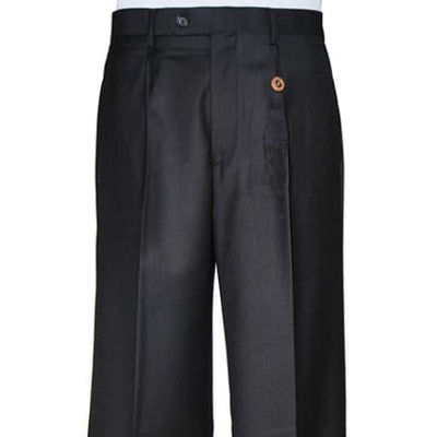 Men's Black Single-pleat Dress Pants Unhemmed Unfinished Bottom