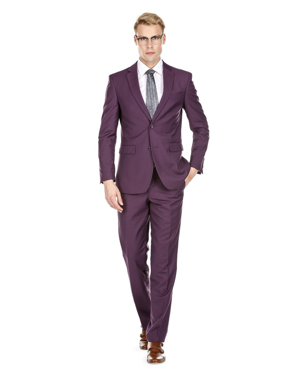 Men’s Skinny Slim Plum Suit by Braveman