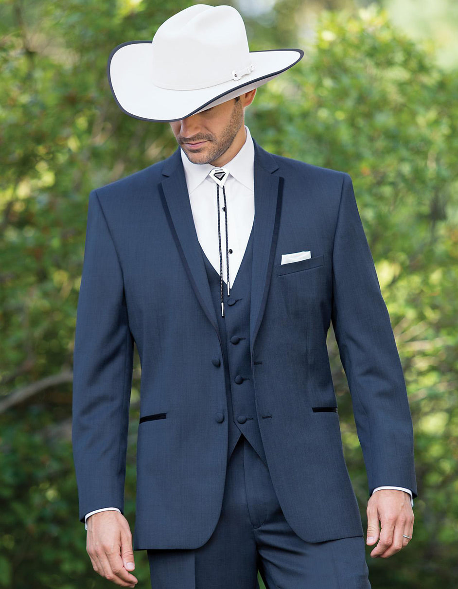 Navy Cowboy Tuxedo with Satin Lapel