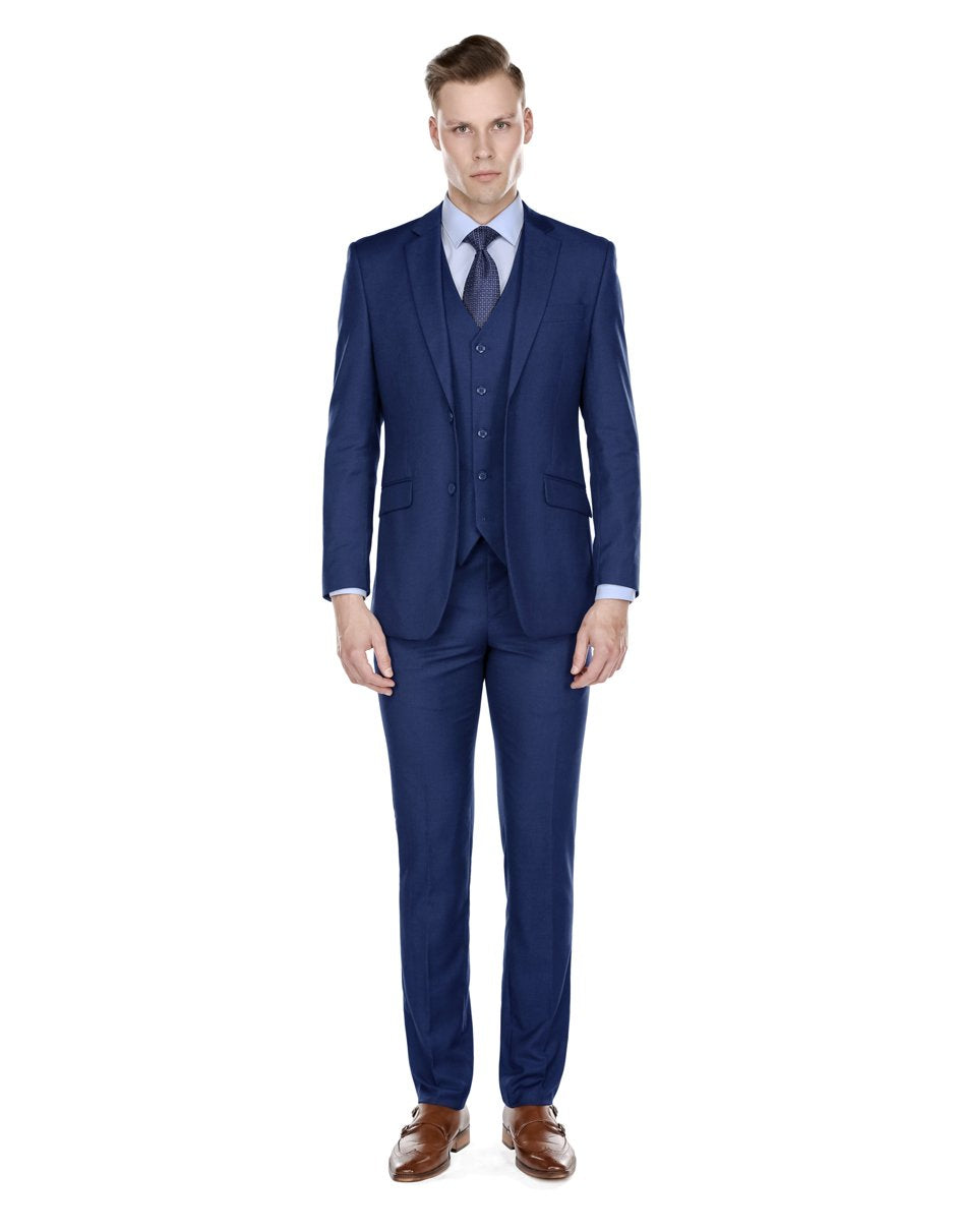 Slim Indigo 3-Piece Suit with Vest