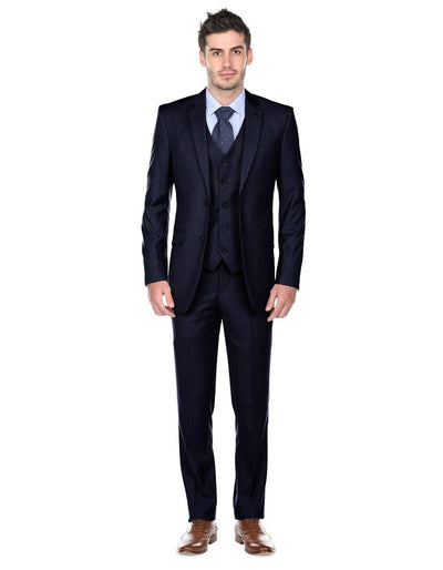 Mens Slim Fit Vested Suit in Midnight Blue