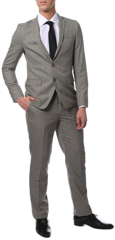 Extra Slim Fit Suit Mens Grey Glen Plaid Skinny Extra Slim Fit Suit